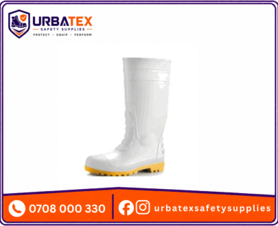 Food-Grade White S4 Steel Toe Safety Gumboots (PVC/Nitrile) – Antistatic, Oil & Acid Resistant