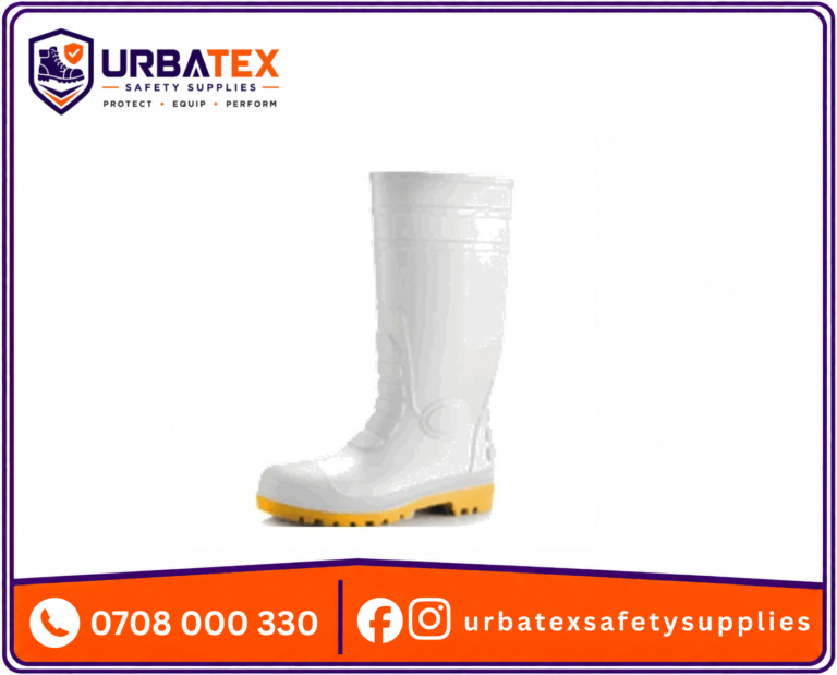 Food-Grade White S4 Steel Toe Safety Gumboots (PVC/Nitrile) – Antistatic, Oil & Acid Resistant