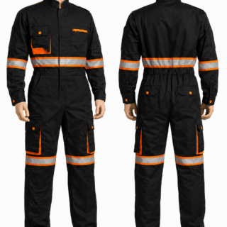 Black Reflective Cargo Overall – 380 GSM Twill Workwear Cotton Twill Cargo Overalls in Nairobi Kenya