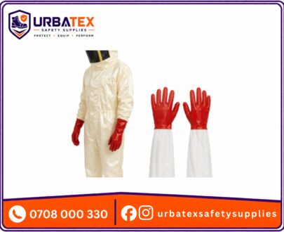 Beige Satin Beekeeping Suit With Lining & Elongated PVC Gloves