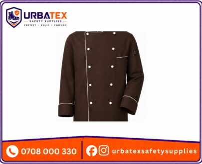 Cotton Tetrex Chocolate Brown Chef Jacket with White Piping and White Buttons