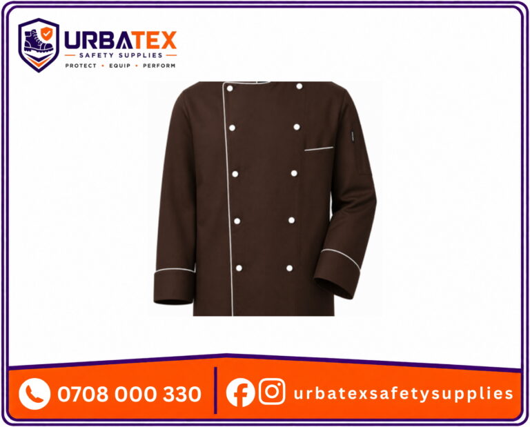 Cotton Tetrex Chocolate Brown Chef Jacket with White Piping and White Buttons