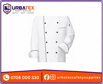Cotton Tetrex White Chef Jacket with Black Piping and Black Buttons