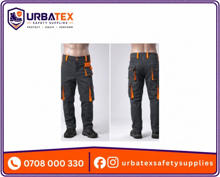 Custom Cargo Work Trousers Kenya in Twill Fabric with Knee Guard Area and Optional Reflective Trim
