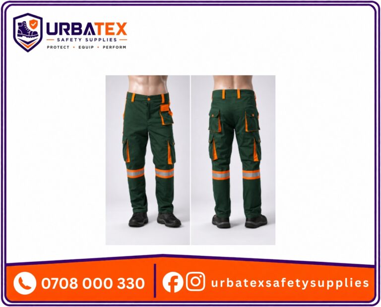 Custom Industrial Cargo Trousers Kenya in Twill Fabric with Knee Guard Area and Optional Reflective Trim