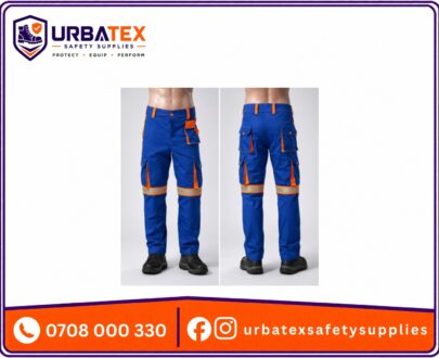 custom twill cargo trousers kenya with knee guard area and optional reflective trim urbatex safety supplies kenya