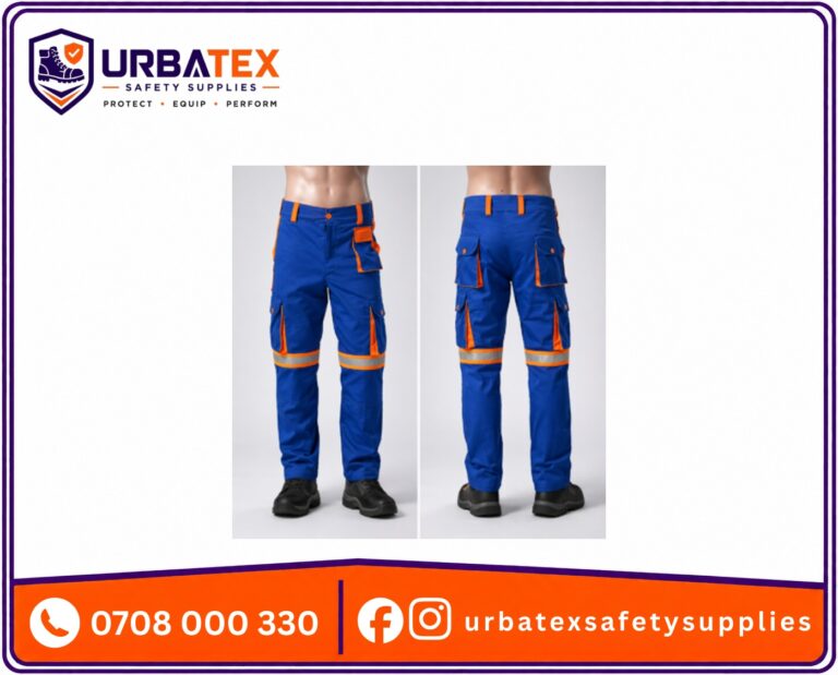Custom Twill Cargo Trousers Kenya with Knee Guard Area and Optional Reflective Trim