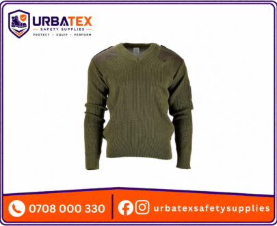 Jungle Green Security Guard Sweater – V-Neck with Badge Tab (Kenya)