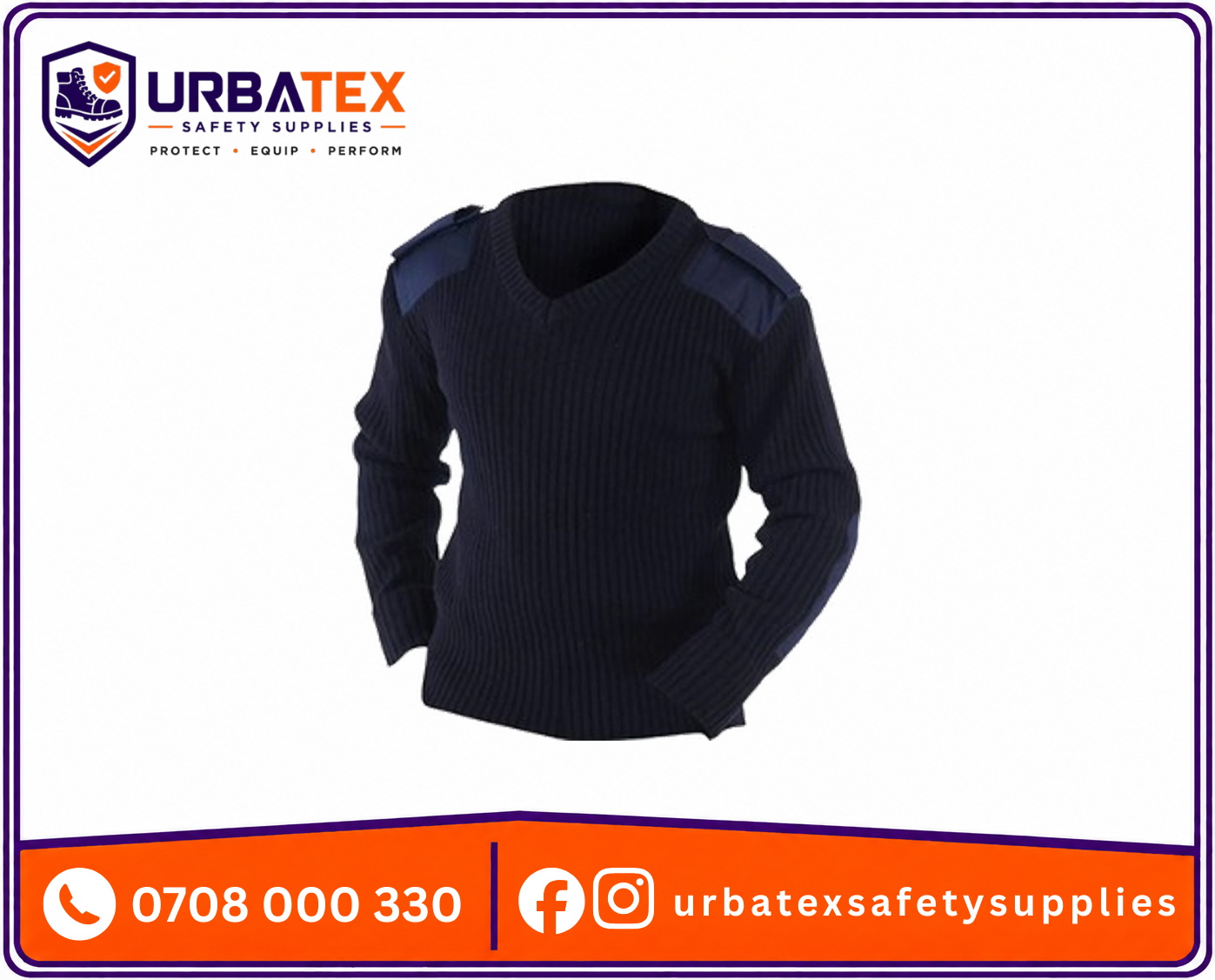 navy blue security guard pullover twill reinforced v neck sweater kenya