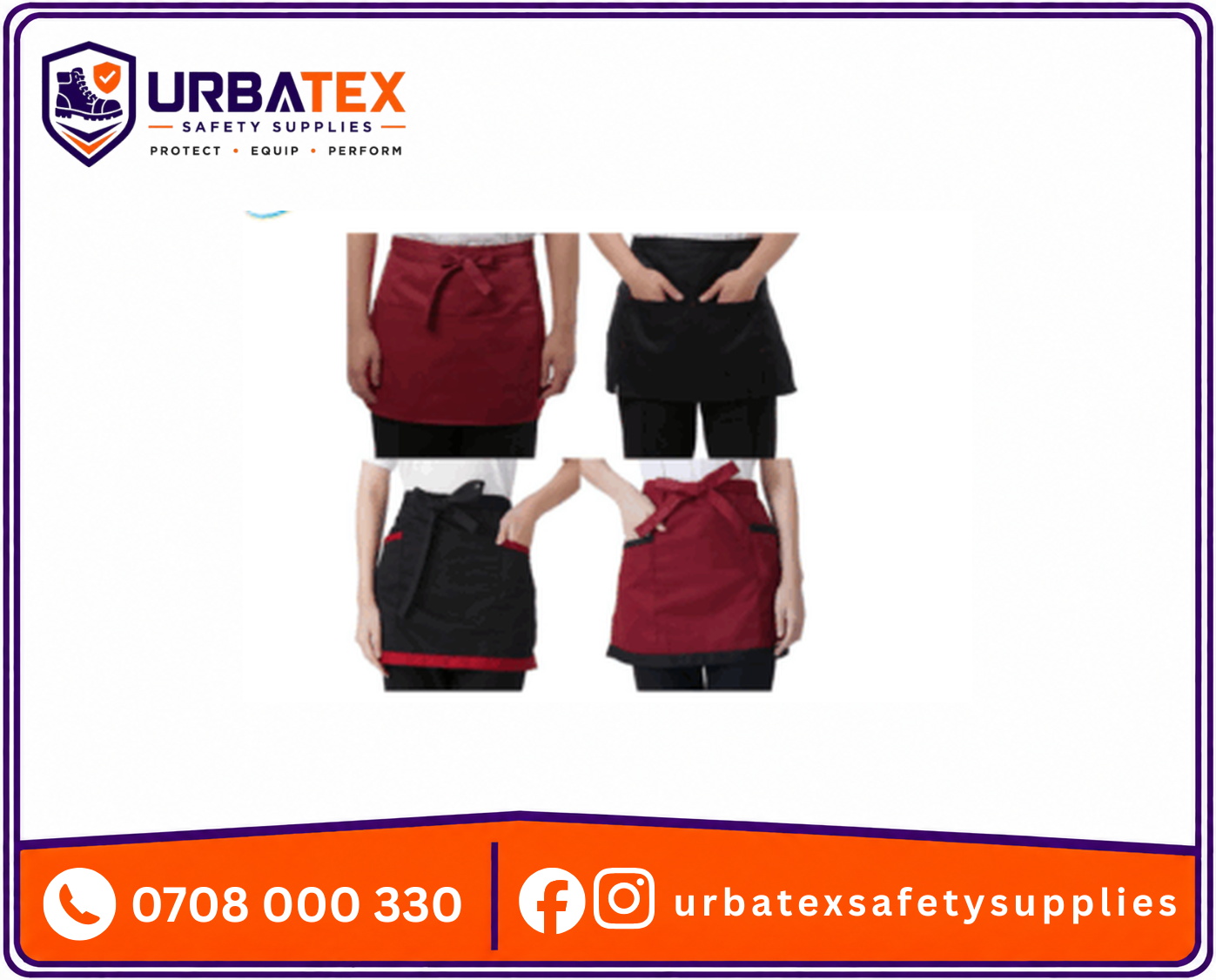 professional waiter half apron durable poly cotton waist apron with pockets kenya