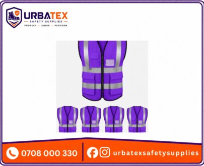 Purple 180 GSM Pocket Reflector Vest – Heavy Duty High Visibility Safety Vest