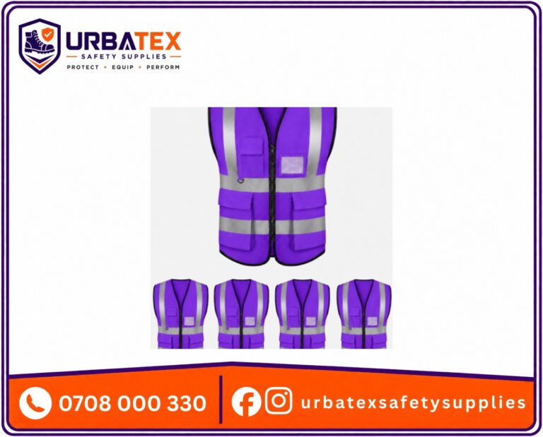 Purple 180 GSM Pocket Reflector Vest – Heavy Duty High Visibility Safety Vest