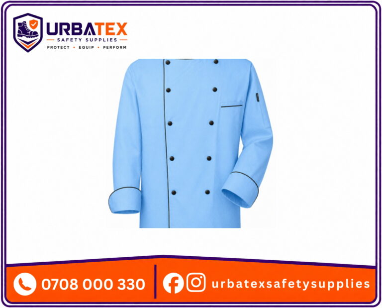Tetrex Sky Blue Chef Jacket with Black Piping and Black Buttons