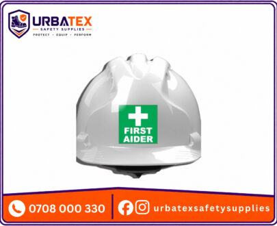 White First Aider JSP Helmet (EVO2) – Branded Safety Hard Hat with First Aid Identification Sticker