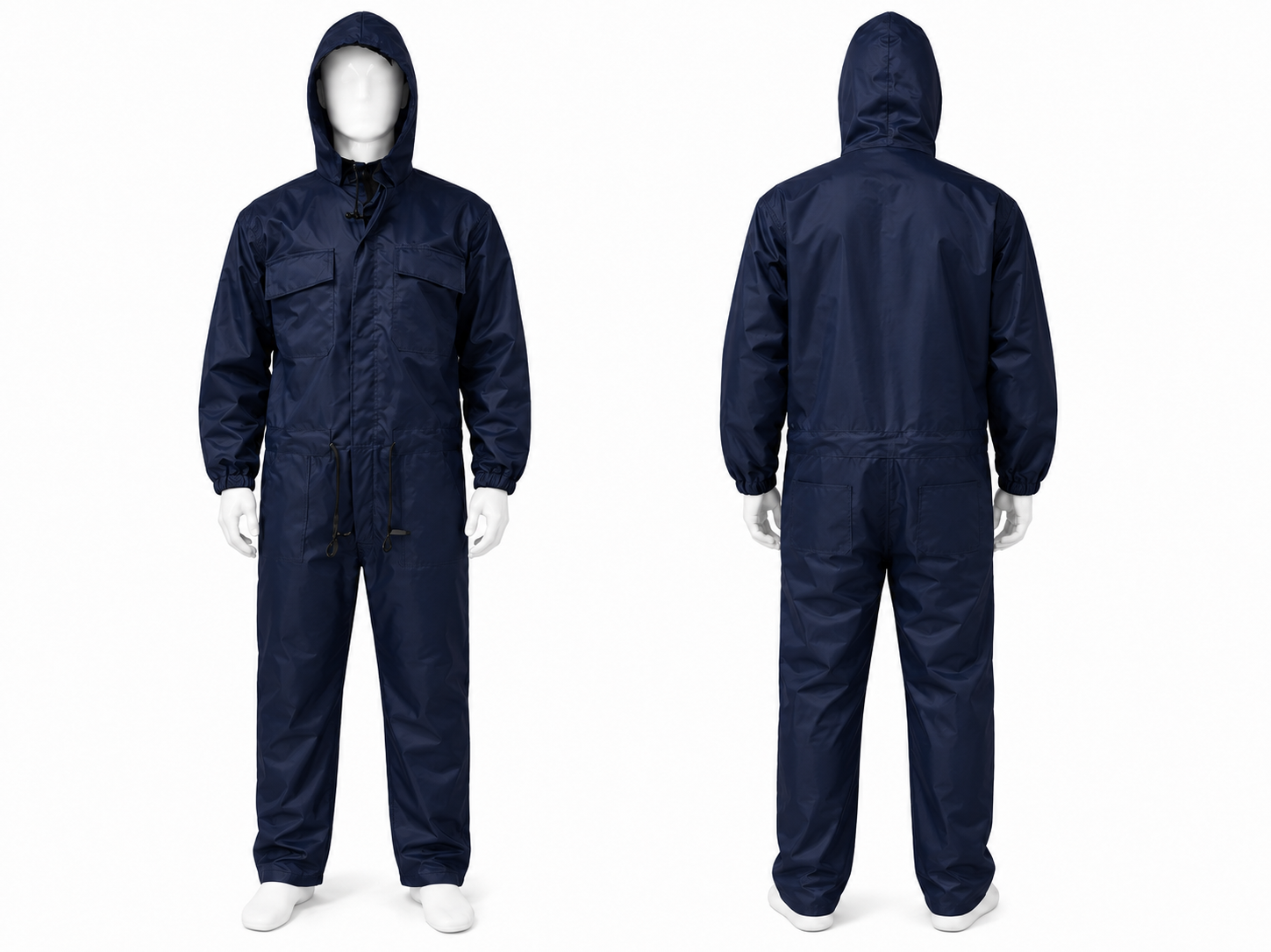 Navy Blue Lined Rain Coverall Kenya – One-Piece Hooded Workwear