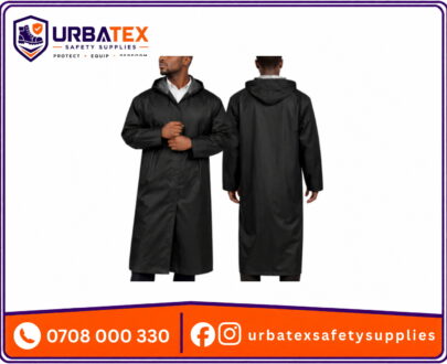 Black PVC Polyester Raincoat – Durable Waterproof Safety Raincoat for Men & Women in Kenya