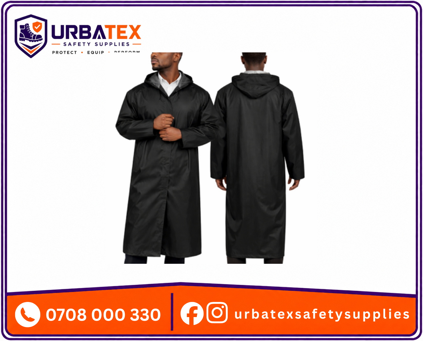 black pvc polyester raincoat durable waterproof safety raincoat for men women in kenya