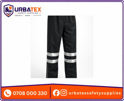 Black Reflective Waterproof Rider Trousers – 190T Nylon Rain Pants for Kenya