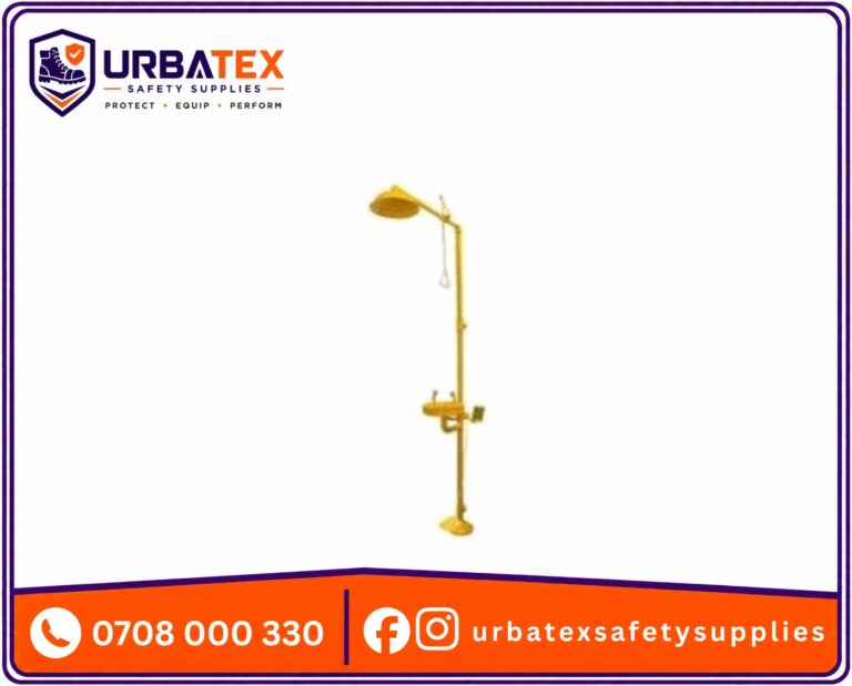 Emergency Shower and Eyewash Station Kenya – Yellow Coated 304 Stainless Steel (Foot Pedal)