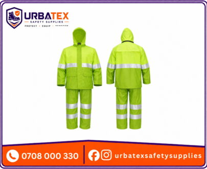 Green Reflective Rain Suit Kenya – 190T Nylon Waterproof Coat and Trouser Set