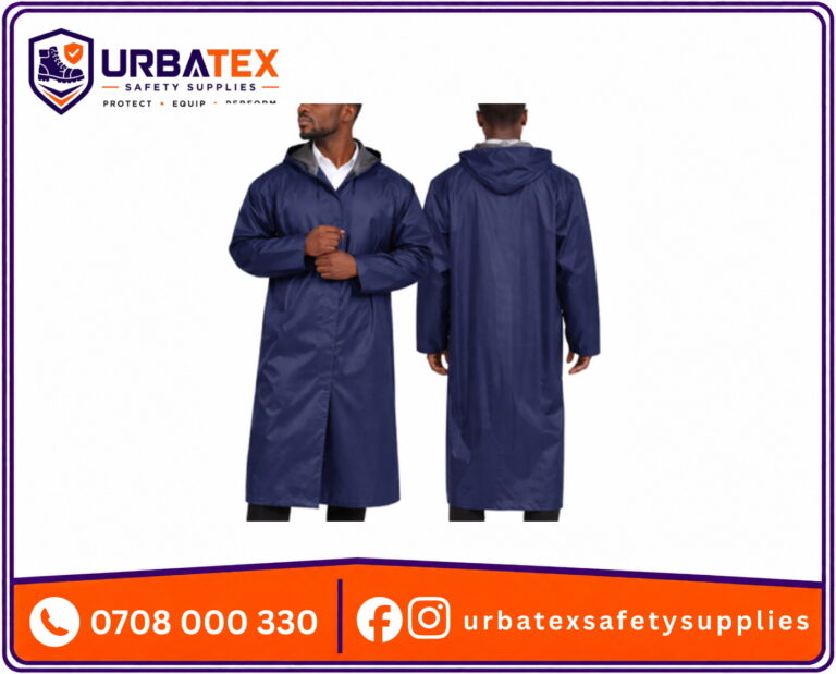 Navy Blue PVC Raincoat – 100% Waterproof Durable Rain Gear for Outdoor Work in Nairobi, Kenya