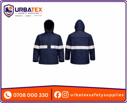 Reflective Work Raincoat Kenya – 190T Nylon Waterproof Hooded Coat
