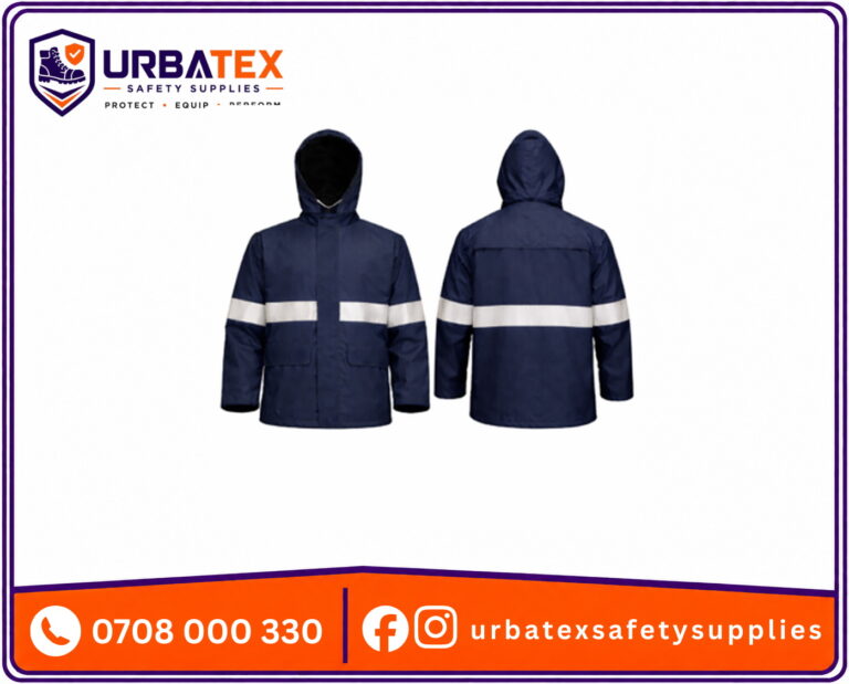 Reflective Work Raincoat Kenya – 190T Nylon Waterproof Hooded Coat