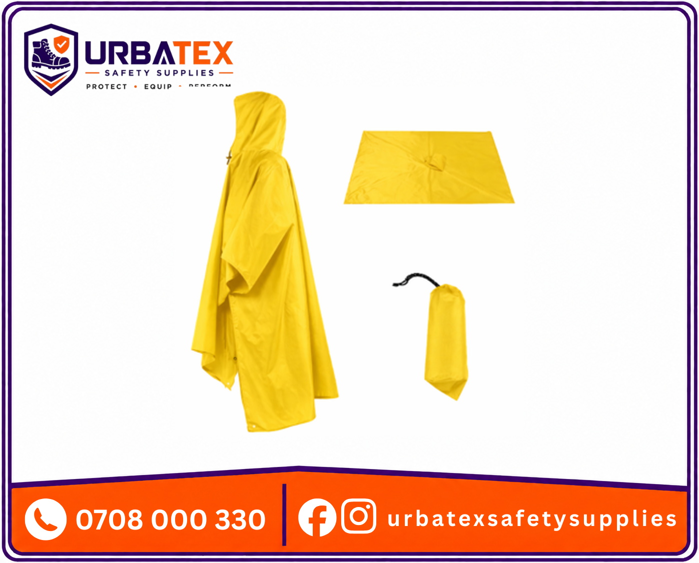 yellow high visibility rain poncho waterproof 190t nylon raincoat kenya