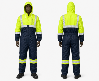 Lime Green and Navy Quilted Freezer Work Coverall
