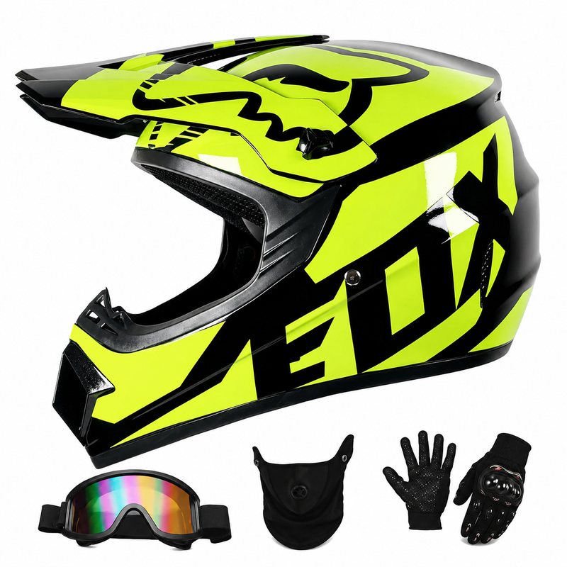 full face motocross helmet luminous green helmet set with goggles mask and gloves.png